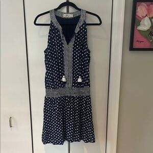 Navy Polka Dot Sleeveless Dress